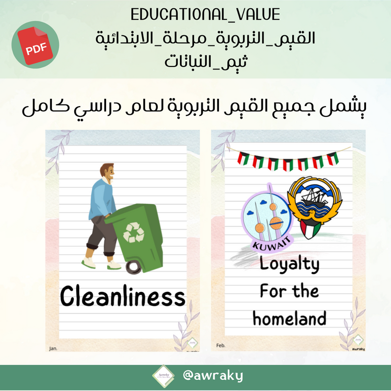 صور القيم التربوية - ثيم النباتات - للمرحلة الابتدائية - English