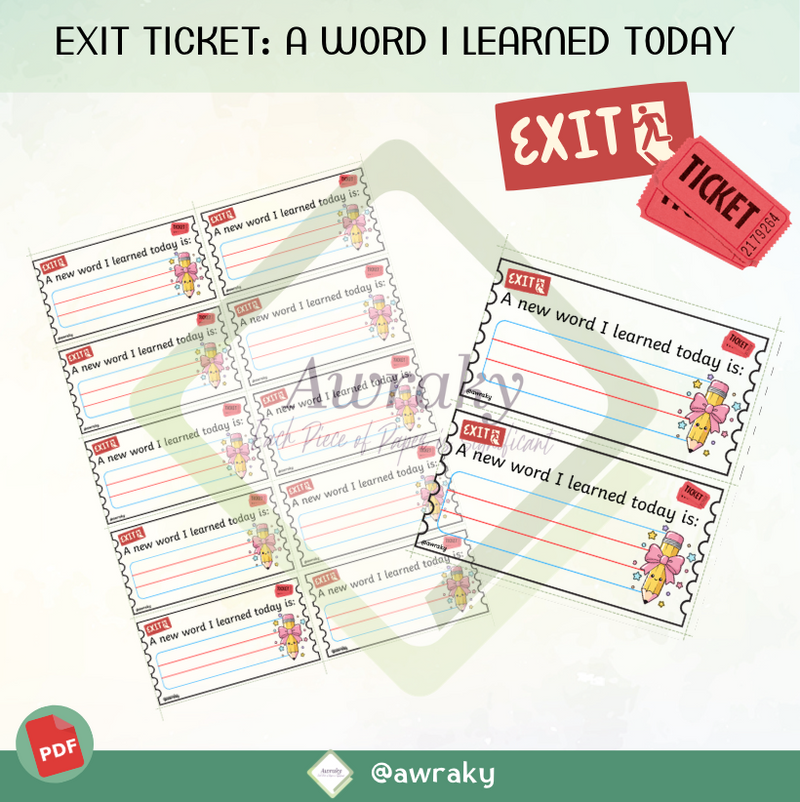 Exit ticket a word I learned today - تذاكر خروج