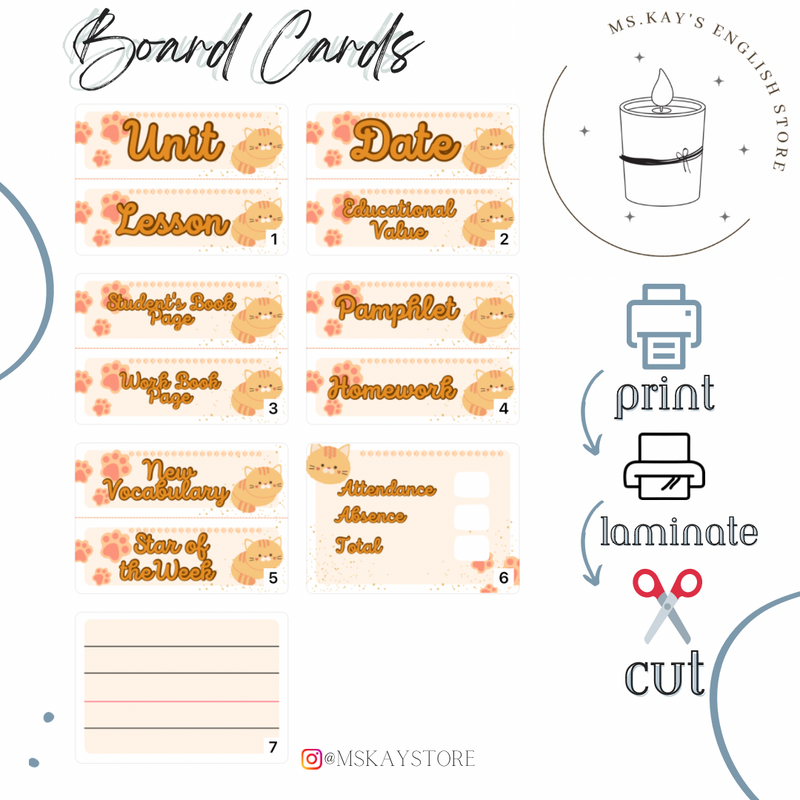 Ginger Cat Whiteboard Cards - 1