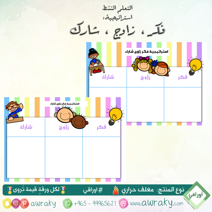 مغلف حراري - التعلم النشط - استراتيجية فكر زاوج شارك