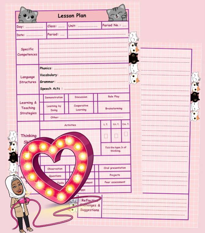 قالب تحضير لمادة اللغة الانجليزية - ثيم القطط - 1