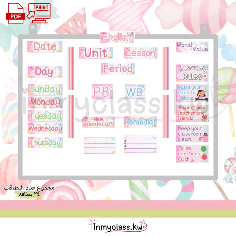 English whiteboard cards (Candies) - 1