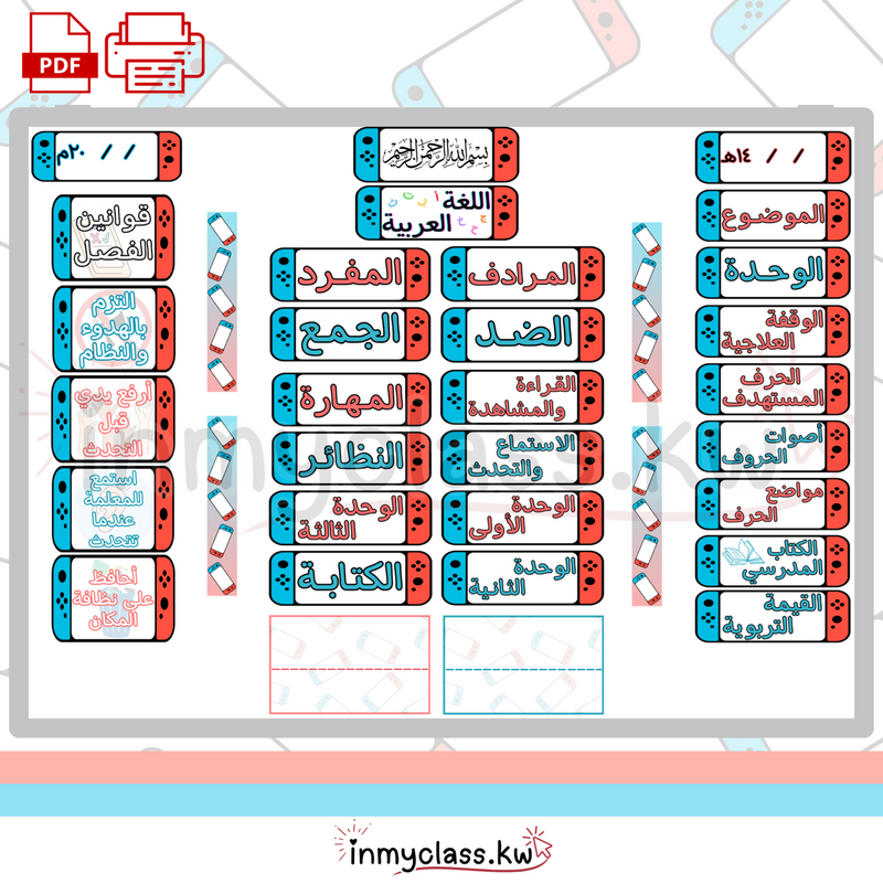 بطاقات سبورة لمادة اللغة العربية (Nintendo Switch) - 1