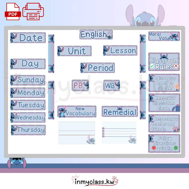 English whiteboard cards (stitch) - 1