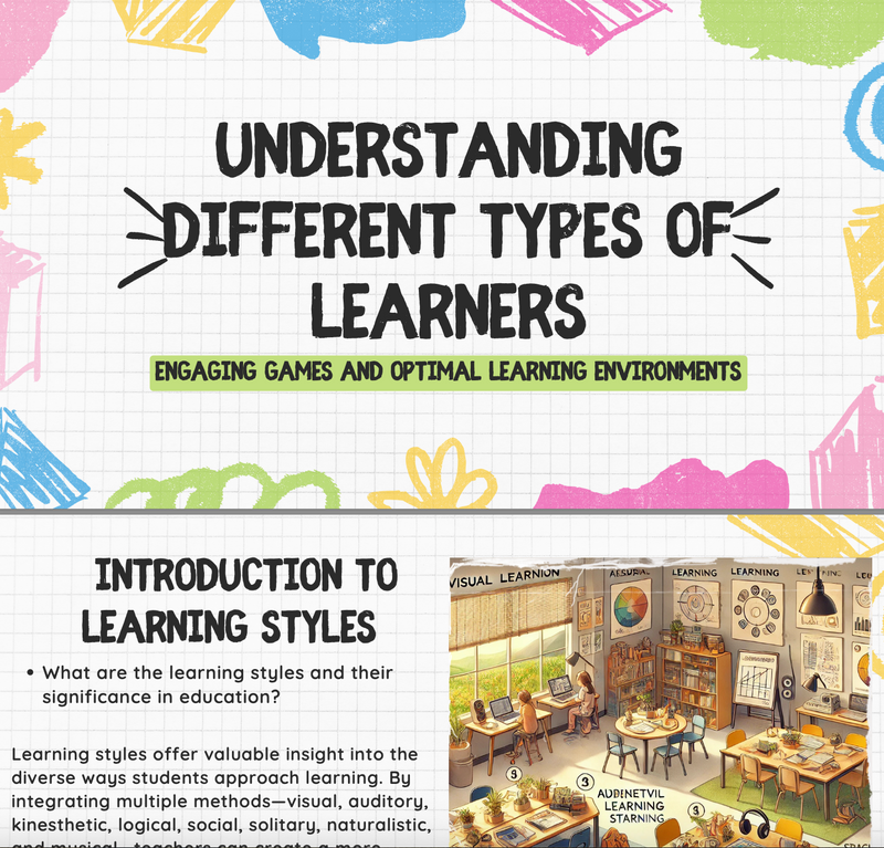 ورشة عمل باللغة الانجليزية عن انواع المتعلمين  Types of learners - 1
