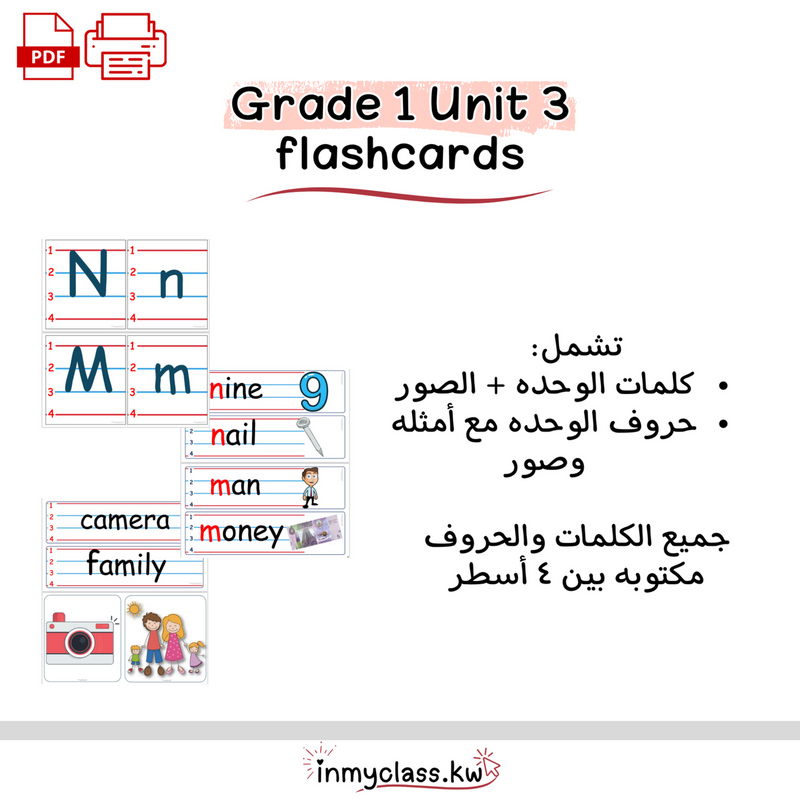 Grade 1 Unit 3 بطاقات الوحدة الثالثه للصف الاول - 1