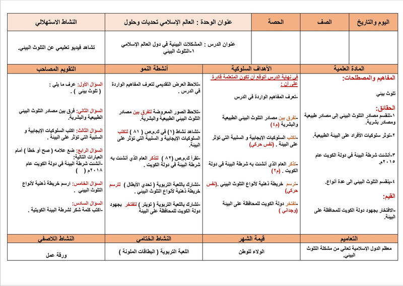 تحضير الصف الثامن مادة الاجتماعيات - الفصل الثاني - 2