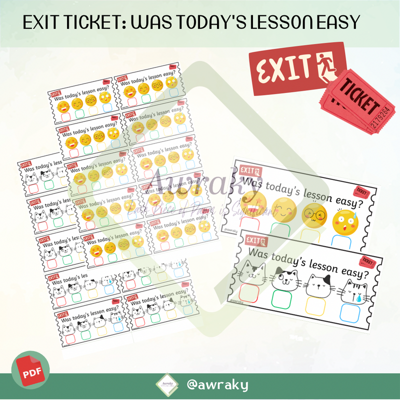 تذاكر خروج Exit Ticket Was today's lesson easy