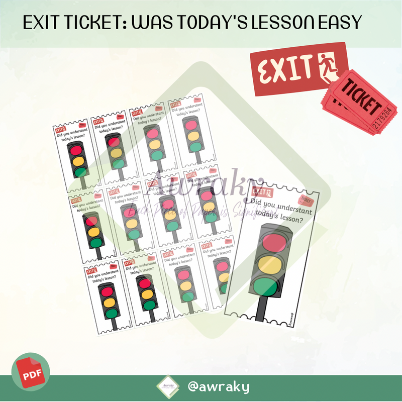 تذاكر خروج - Exit Ticket Was today's lesson easy traffic lights