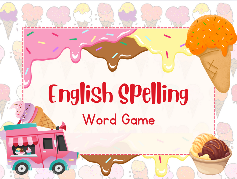 spelling word game ice cream theme