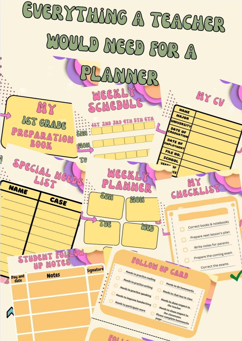 All you need for teacher's planner - 22 pages (PDF) - 1