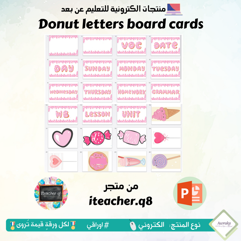 Donut letters board cards